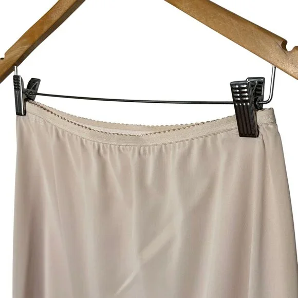 Vintage Shadowline Half Slip Large Tall Beige Nylon Lace Trim 27" USA Made - Picture 4 of 8